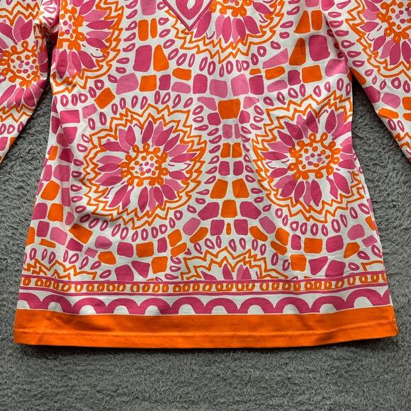 Barbara Gerwit Women's XL Colorful V-Neck Top Orange Pink Fun Bright Vacation - Picture 5 of 7